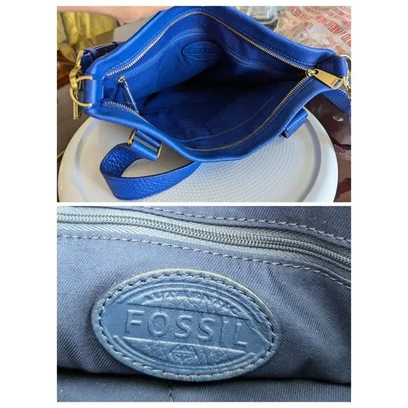 Fossil Royal Blue Leather Crossbody Bag - Picture 11 of 15